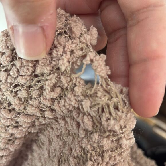 Aakaa Sweater Womens Medium Black Cream Tan Striped Popcorn Polyester Soft Comfy - Picture 4 of 4